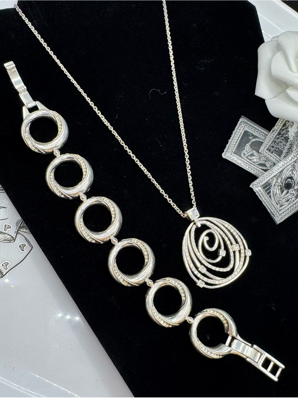 Brighton Spiral Pendant Necklace with Circular Link Bracelet - retired